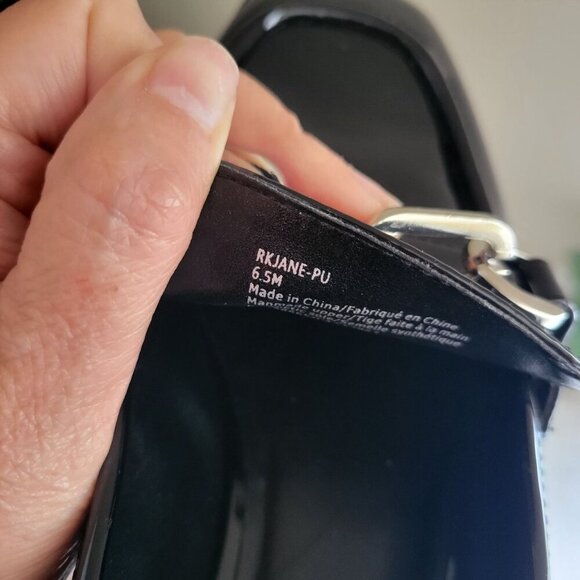 Nordstrom Rack Loafer Women Black Glossy Flat Moc Rack Jane Chain-Link Shoe 6.5M - Picture 8 of 9